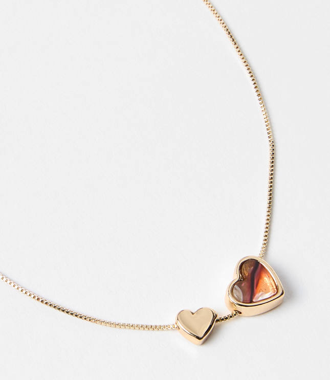 Tortoiseshell Print Mini Heart Necklace