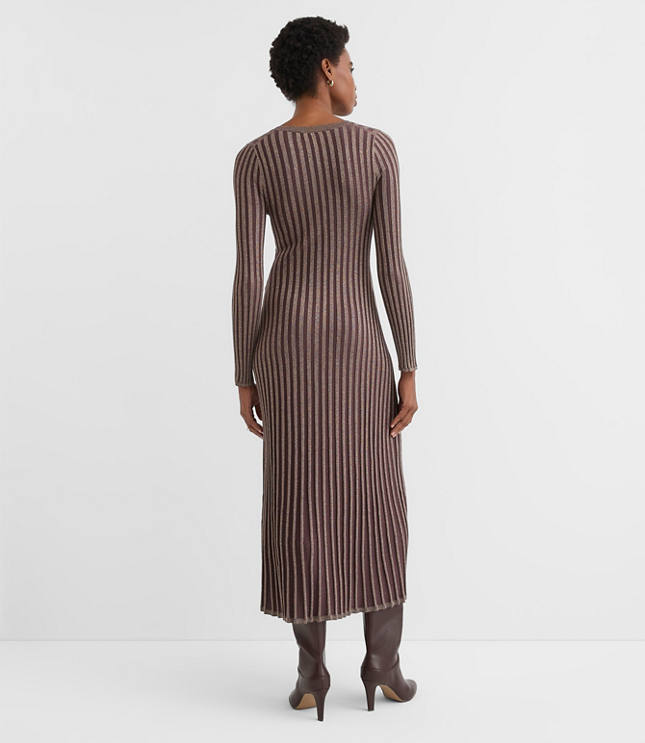 Shimmer Ribbed Mock Neck Maxi Sweater Dress