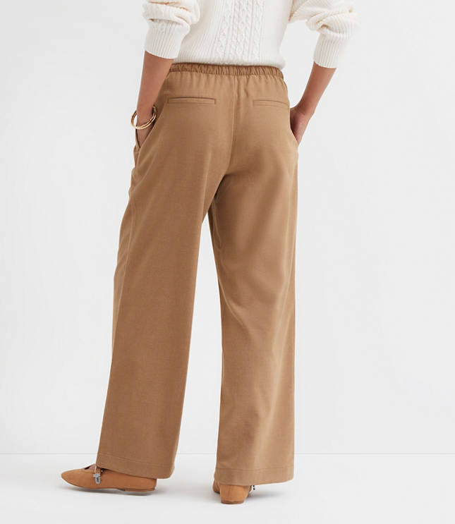 Petite Pull On Straight Pants Heathered Brushed Flannel
