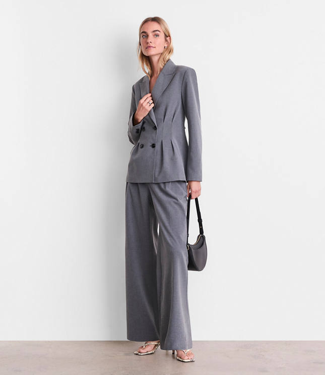 LOFT Versa Seasonless Stretch Double Breasted Blazer in Heather