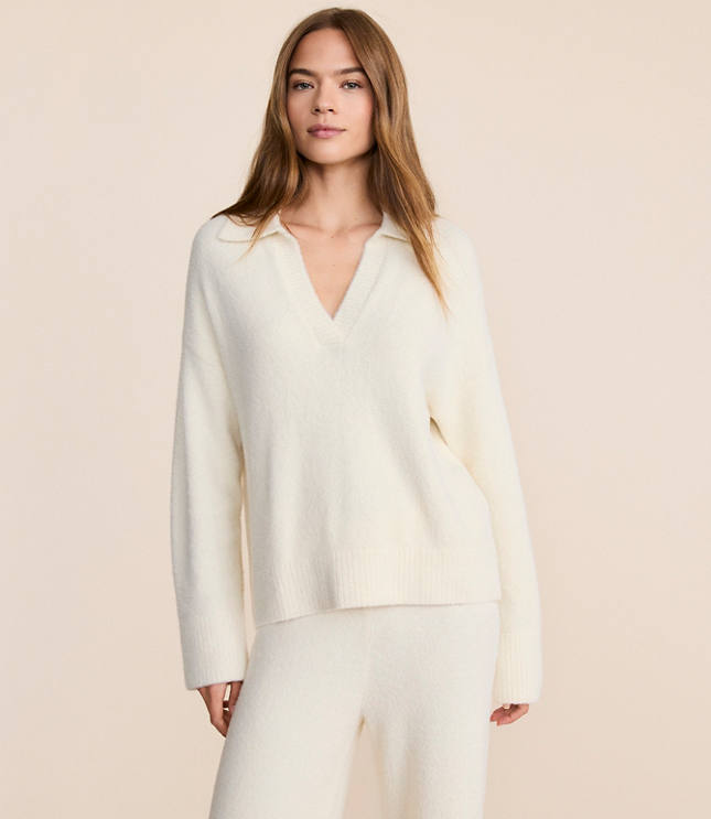 Lou & Grey Fuzzy Polo Sweater