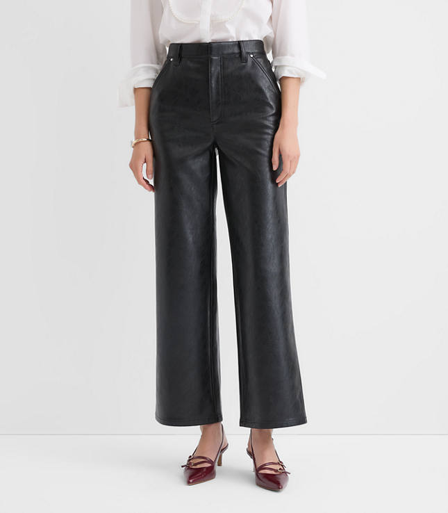 Straight Pants in Faux Leather