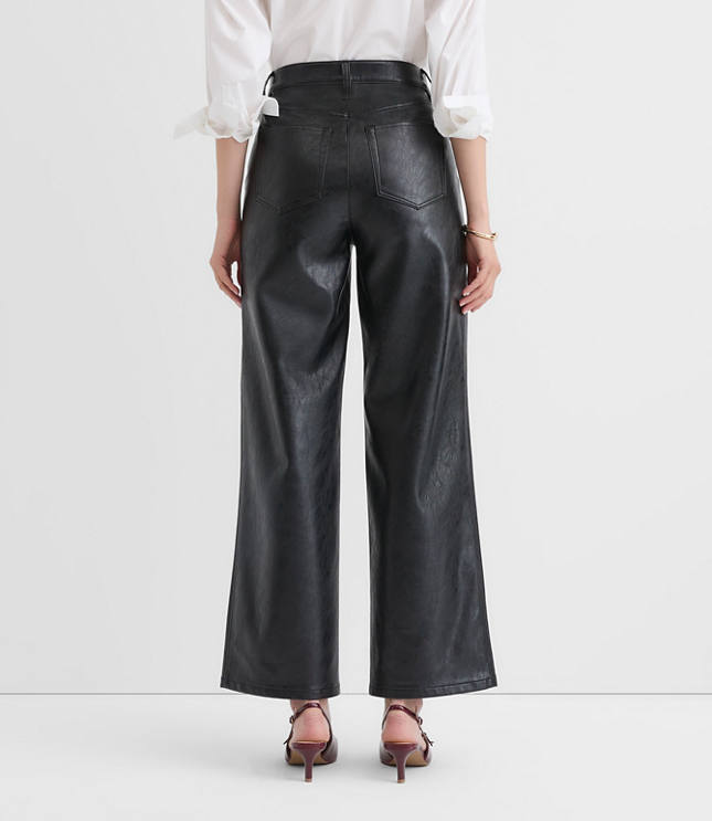 Straight Pants Faux Leather