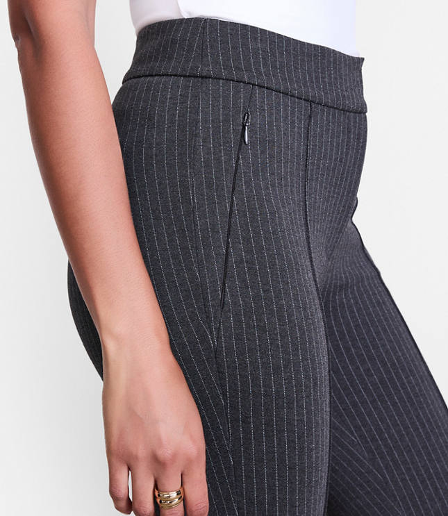 Tall LOFT Versa Pintucked Ponte Flare Pants in Pinstripe