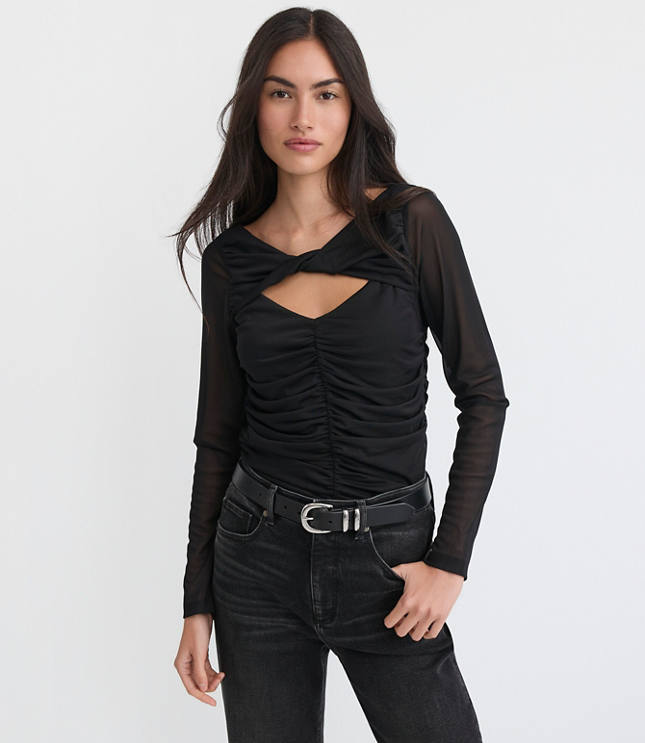 Twist Neck Ruched Top