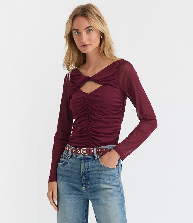 Twist Neck Ruched Top