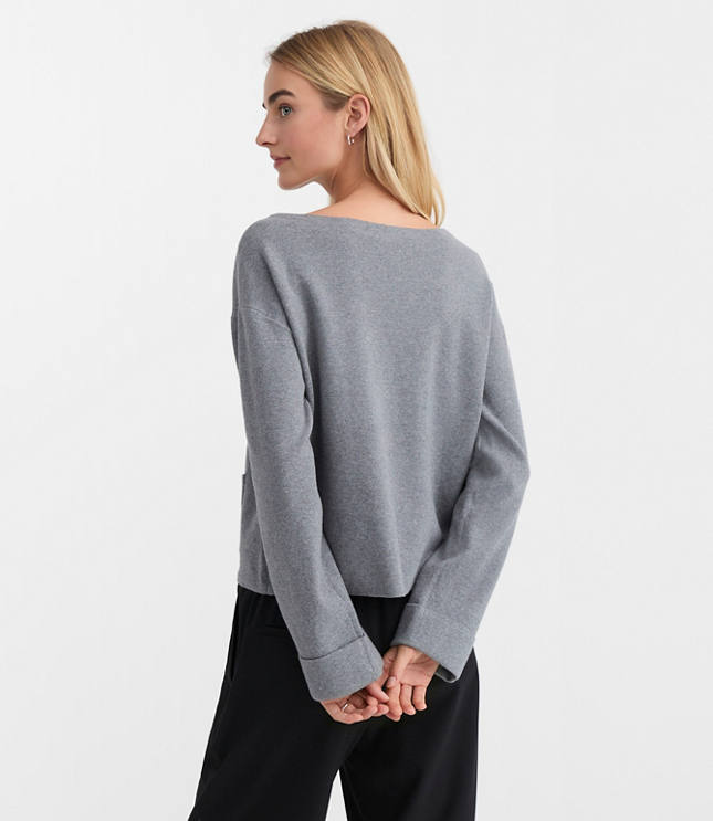 Heathered Boatneck Pocket Sweater
