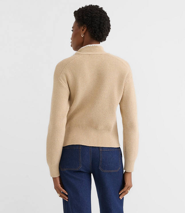 Contrast Stitched Tie Neck Sweater