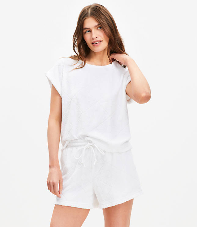 Petite LOFT Beach Fringe Terry Shorts