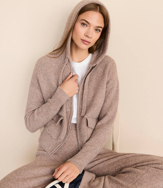 Petite Lou & Grey Heathered Upstate Waffle Zip Hoodie