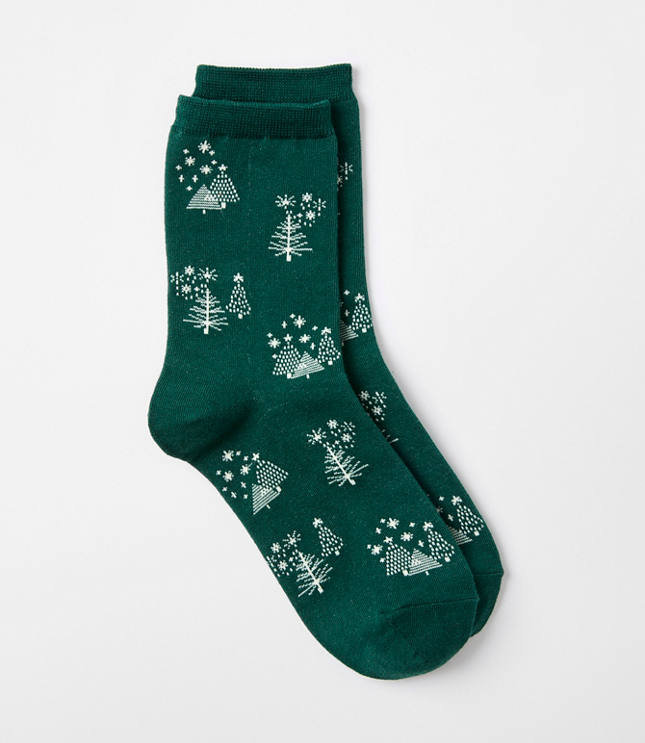 Snowy Tree Crew Socks
