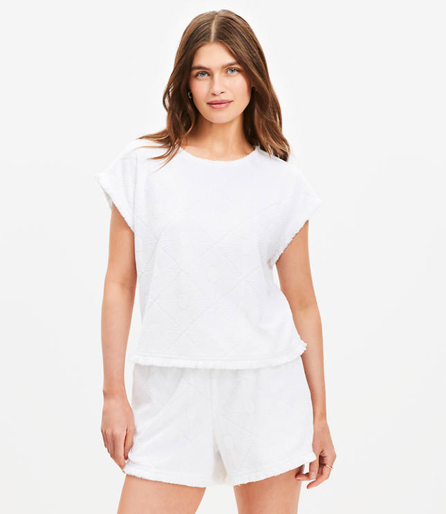 Petite LOFT Beach Fringe Terry Top