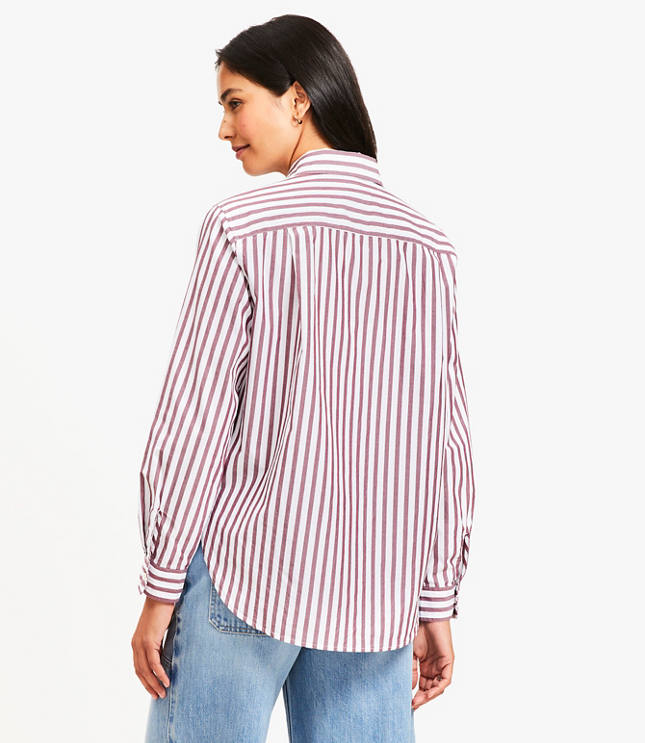 Petite Striped Poplin Everyday Relaxed Pocket Shirt