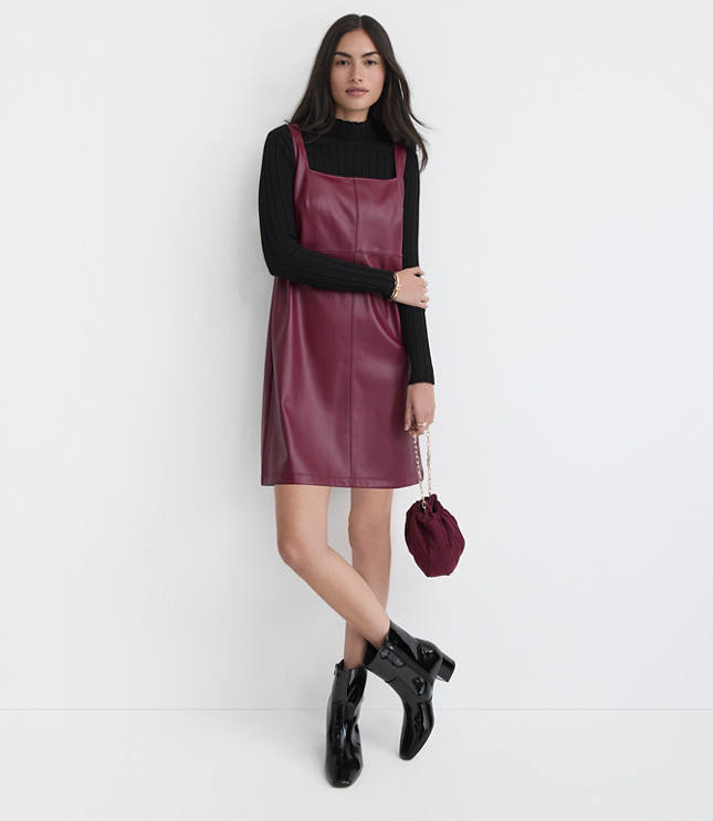 Faux Leather Strappy Mini Dress
