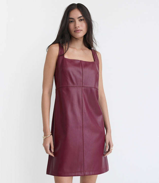 Faux Leather Strappy Mini Dress