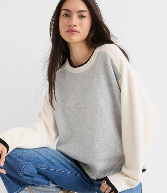 Colorblock Oversized Cashmere Sweater