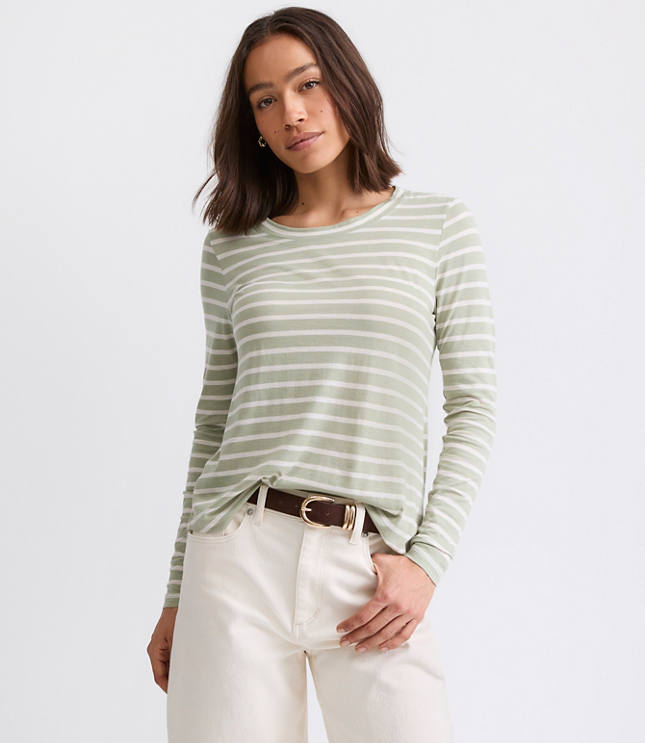 Petite Striped Long Sleeve Everyday Tee