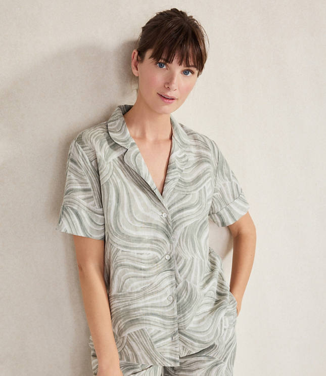 Haven Well Within Organic Cotton Linen Watercolor Pajama Shirt