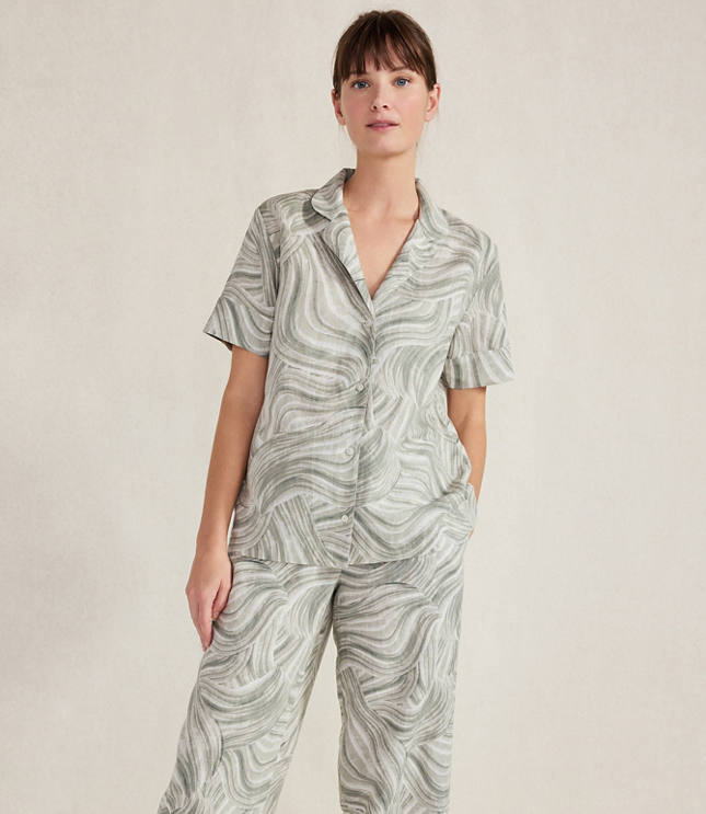 Haven Well Within Organic Cotton Linen Watercolor Pajama Shirt