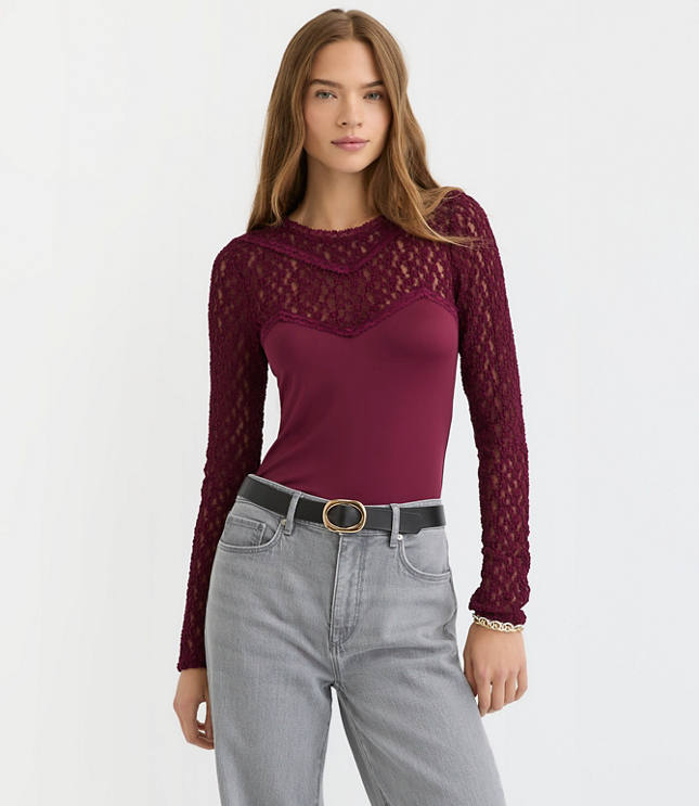 Lace Mixed Media Top