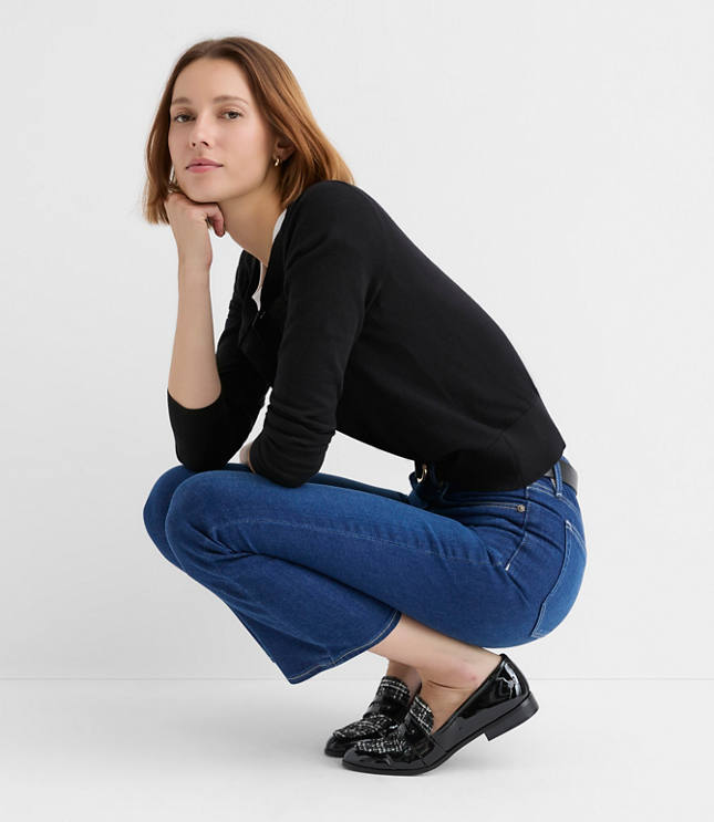 Petite High Rise Kick Crop Jeans in Bright Indigo Wash