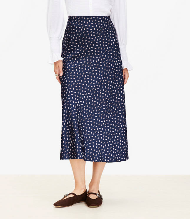 Petite Paisley Bias Midi Skirt