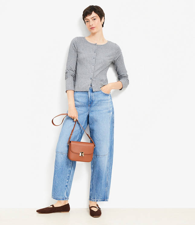 Seamed High Rise Barrel Jeans Vintage Distressed Wash