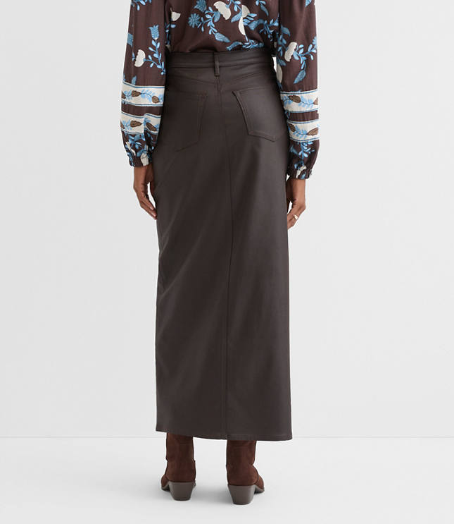 Petite Studded Denim Maxi Skirt in Classic Mid Wash