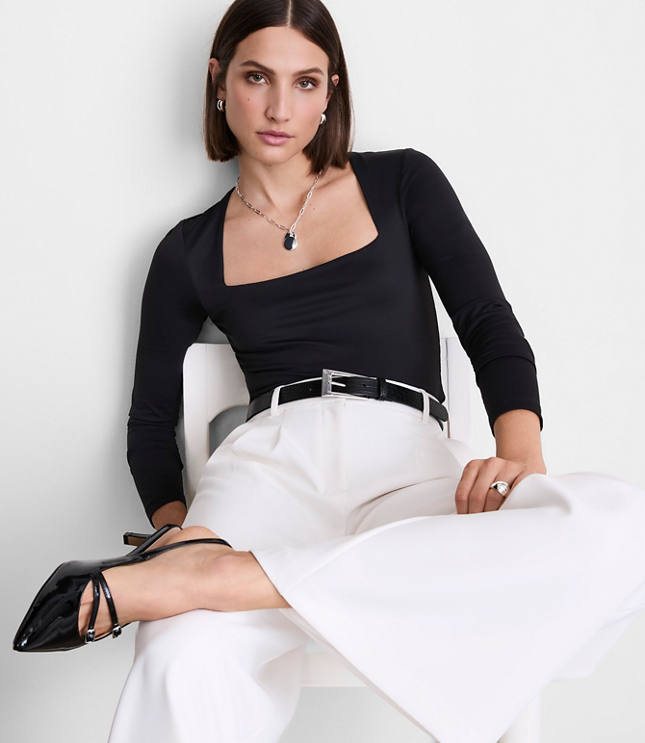 Petite LOFT Versa 360 Knit Square Neck Top