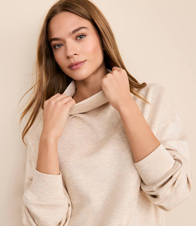 Petite Lou & Grey Heathered Scubasoft Mock Neck Drawstring Hem Top