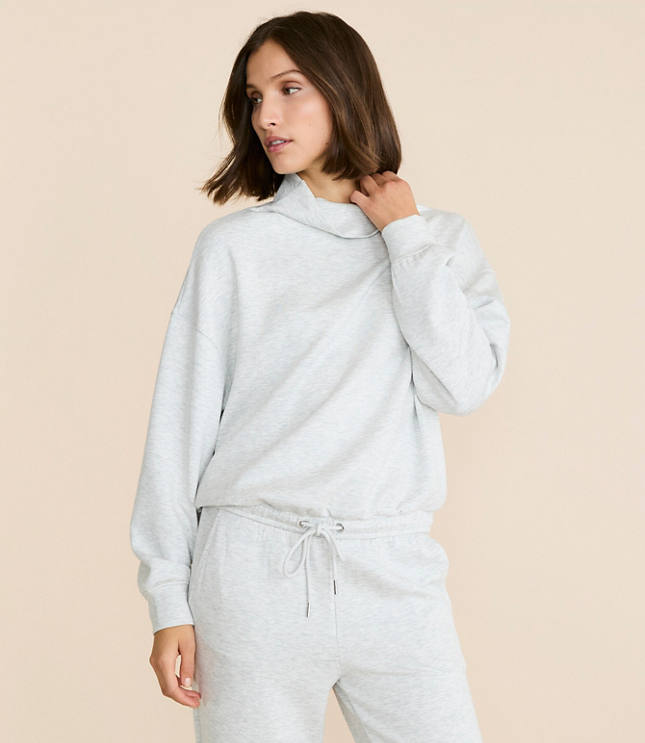 Petite Lou & Grey Heathered Scubasoft Mock Neck Drawstring Hem Top