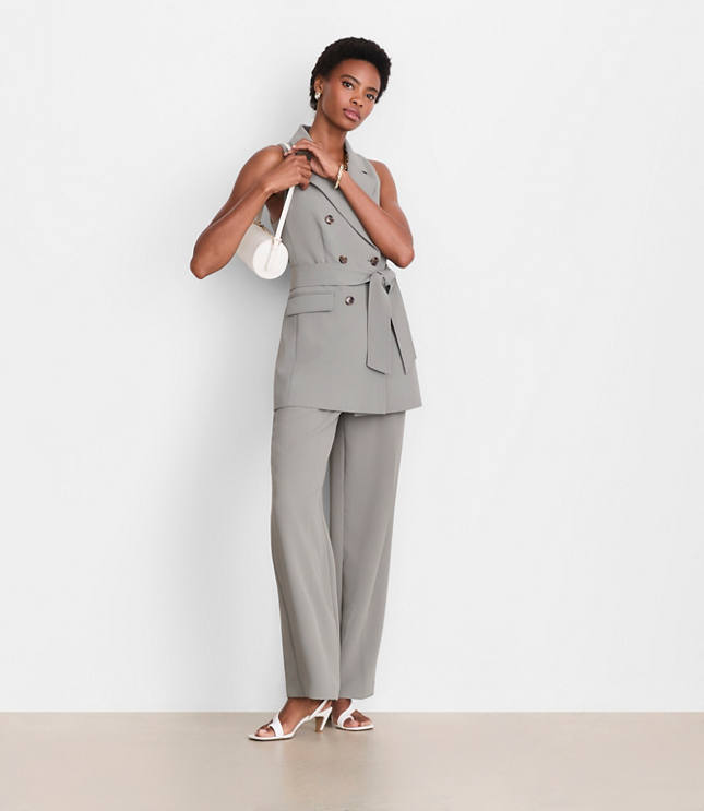 LOFT Versa Crepe Drape Double Breasted Pocket Vest