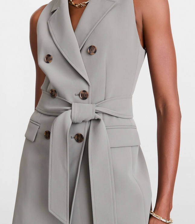 LOFT Versa Crepe Drape Double Breasted Pocket Vest