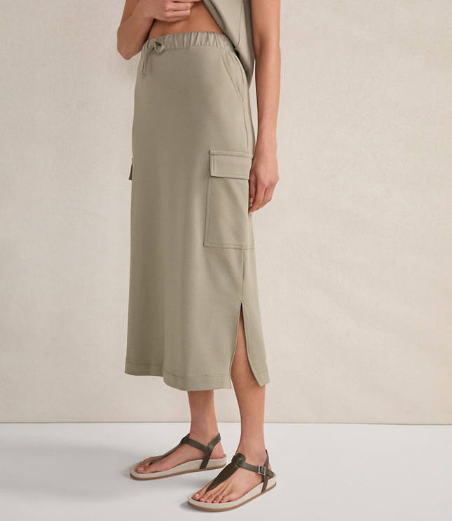 Haven Well Within Organic Cotton Interlock Cargo Midi Skirt