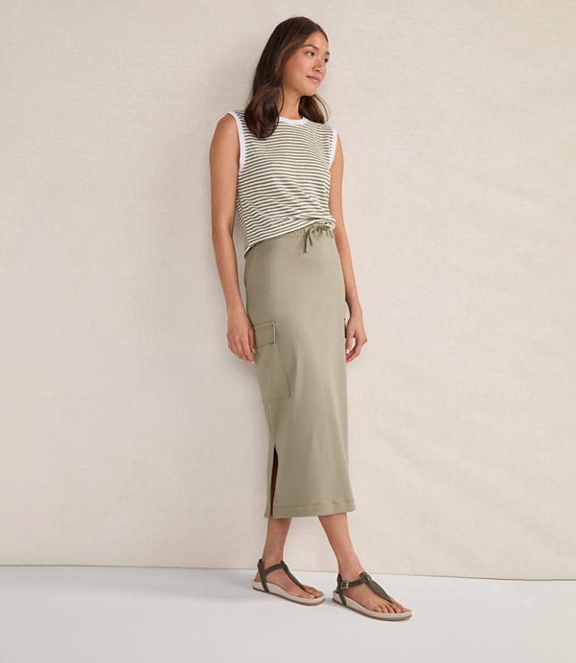 Haven Well Within Organic Cotton Interlock Cargo Midi Skirt