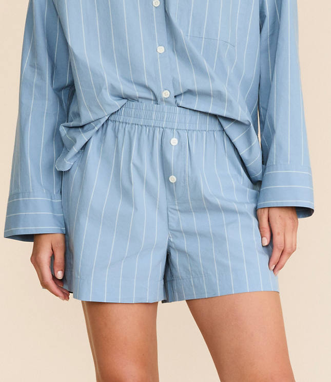 Striped Poplin Pajama Shorts