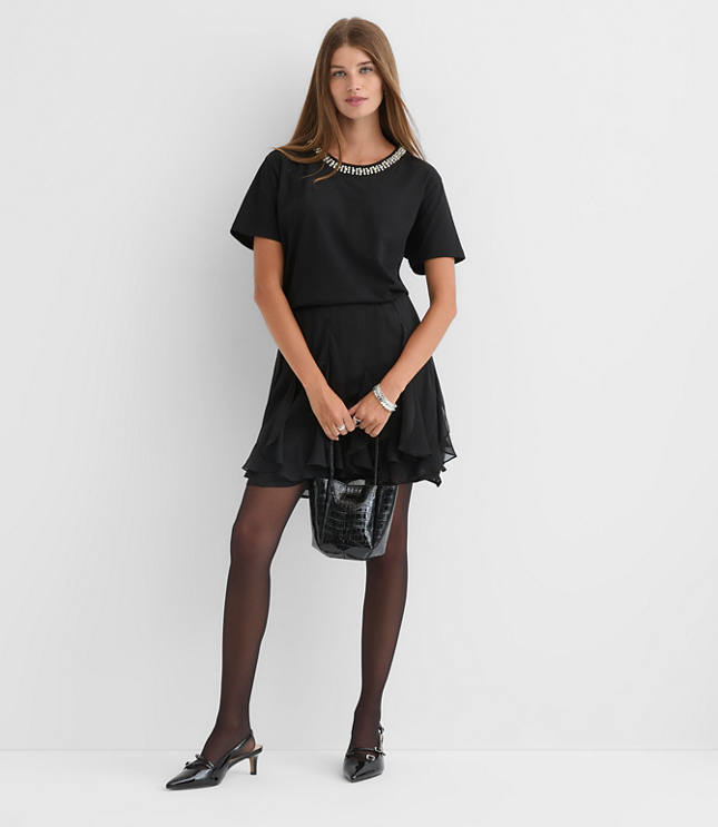 Pearlized Sparkle Neck Tee