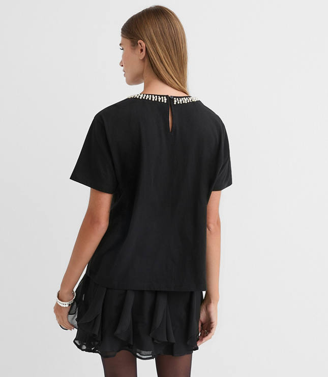 Pearlized Sparkle Neck Tee