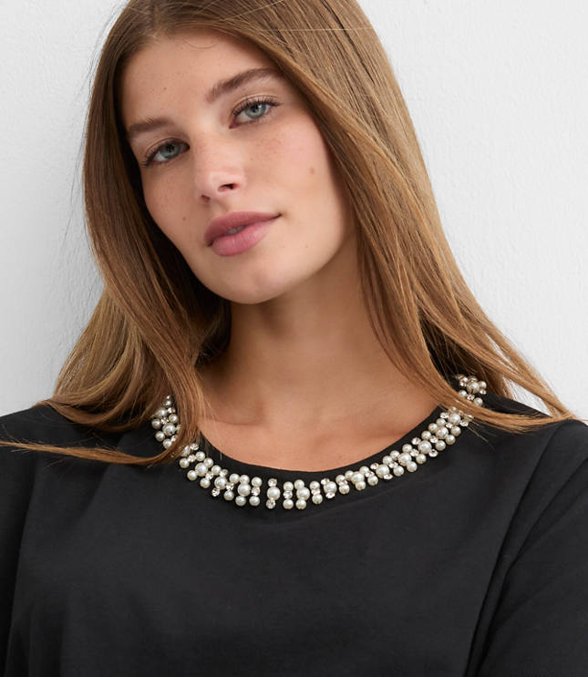 Pearlized Sparkle Neck Tee