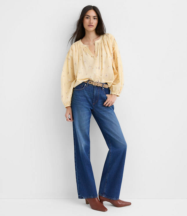 Floral Balloon Sleeve Blouse