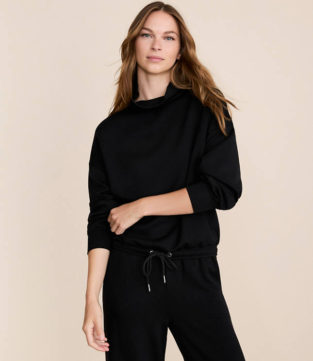 Petite Lou & Grey Scubasoft Mock Neck Drawstring Hem Top