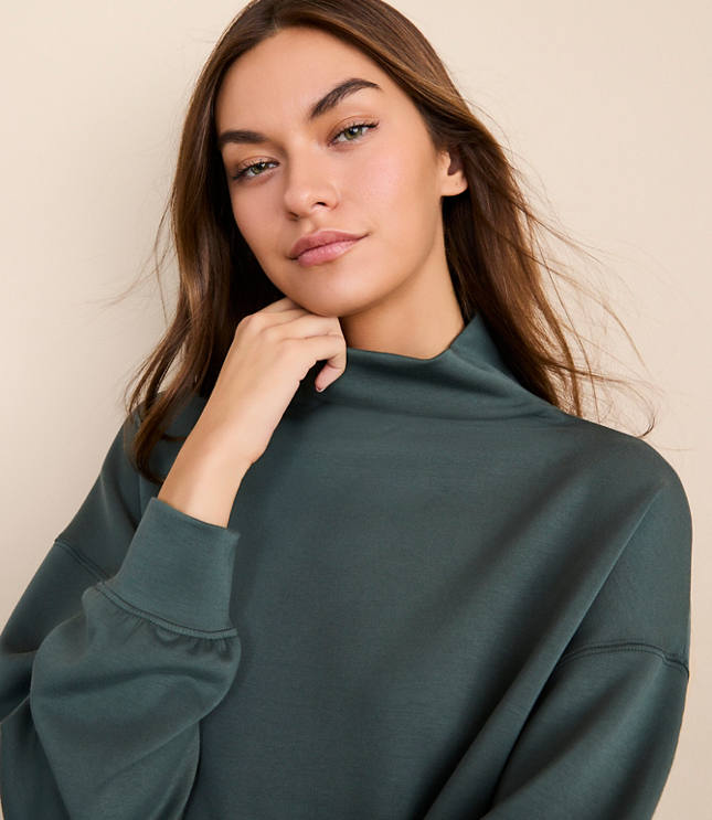 Petite Lou & Grey Scubasoft Mock Neck Drawstring Hem Top