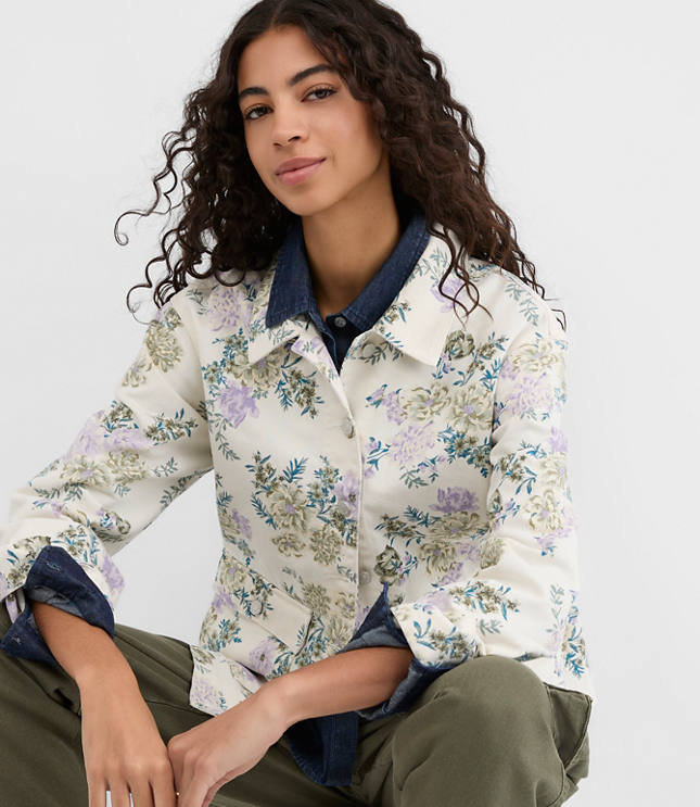 Floral Denim Chore Jacket