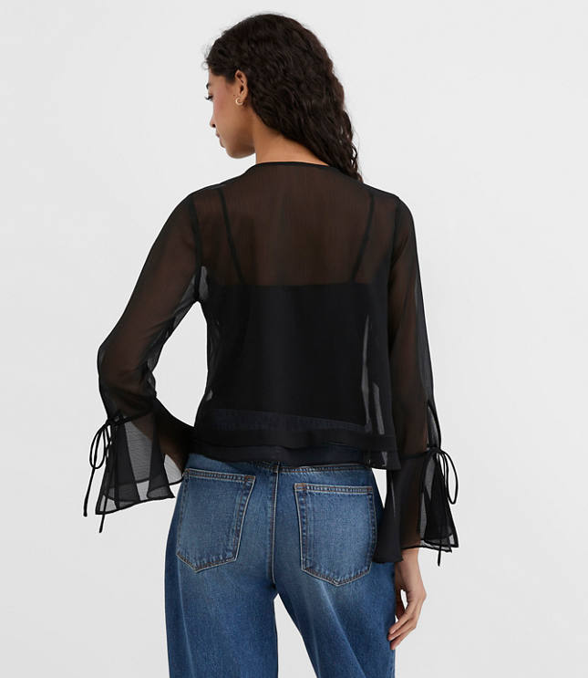 Pintucked Bow Blouse