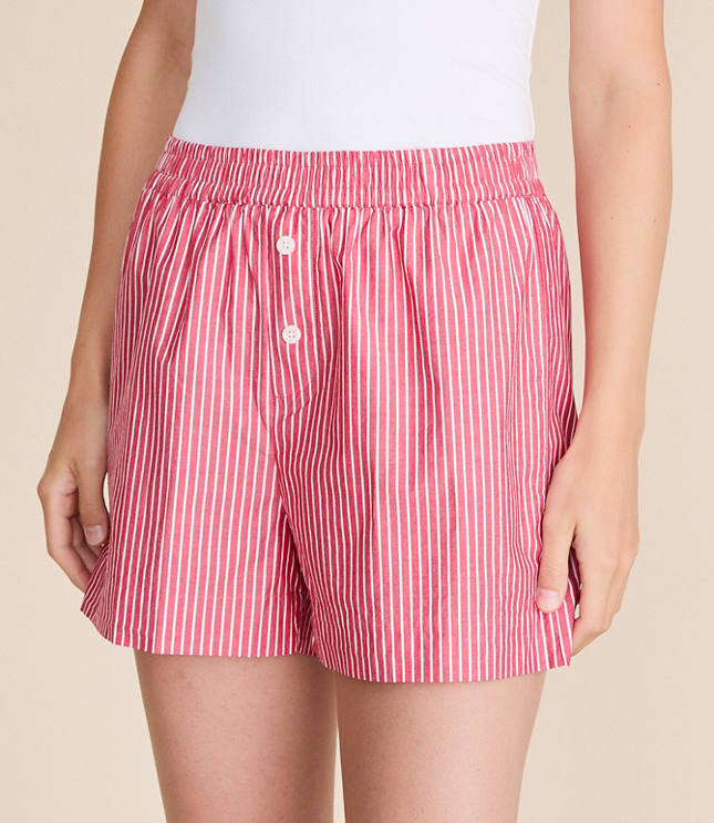 Striped Poplin Pajama Shorts