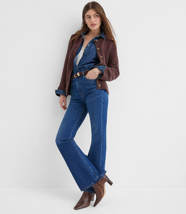 Tipped Waisted Patch Pocket Cardigan