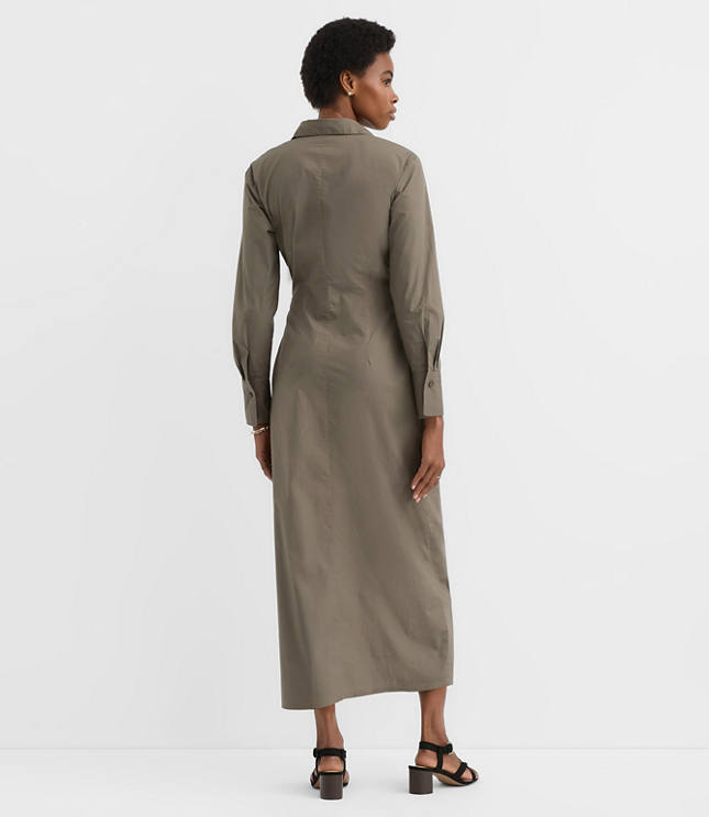 Poplin Twist Midi Shirtdress