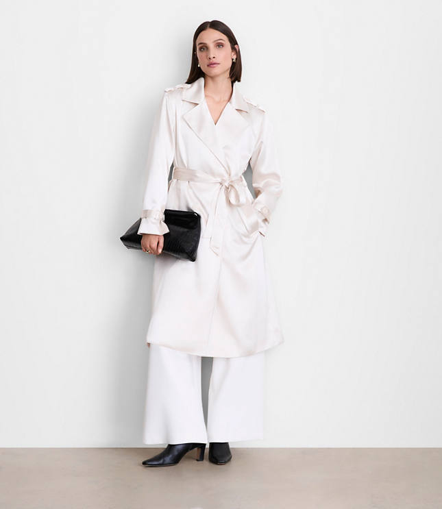 Petite LOFT Versa Satin Trench Coat