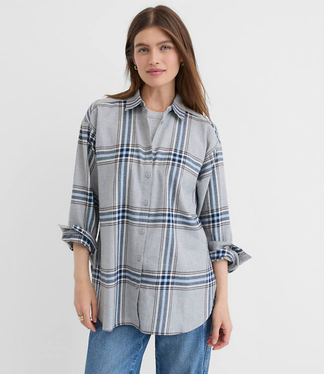 Plaid Flannel Everyday Oversized Tunic Shirt