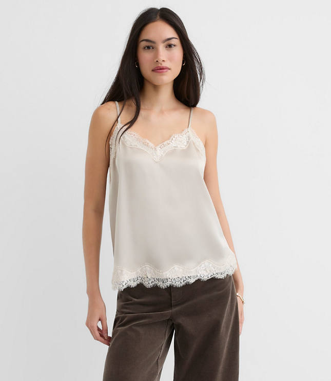 Lace Trim Satin Cami